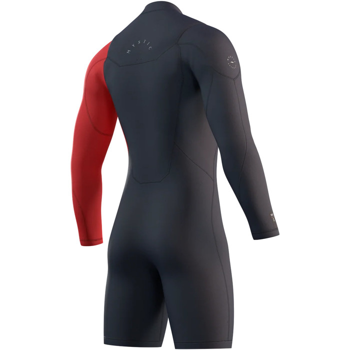 2024 Mystic Mens Marshall 3/2mm Long Sleeve Chest Zip Shorty Wetsuit 35000.2301211 - Navy / Red